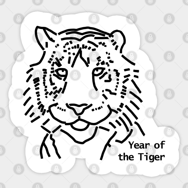 Year of the Tiger Outline Sticker by ellenhenryart